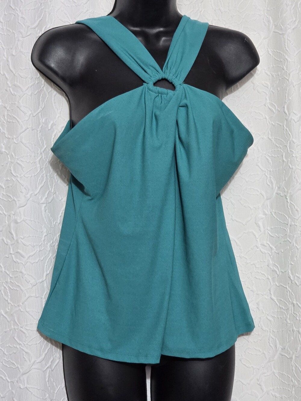 AUW Womens Green Sleeveless Wide Strap Blouse Top Size Large